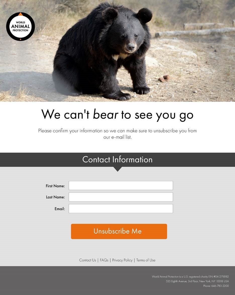 World Animal Protection Unsubscribe Page